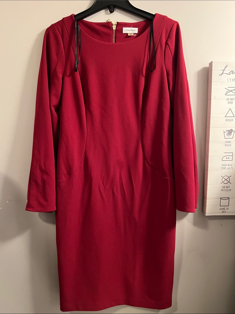 Calvin Klein Crimson Long Sleeve Sheath Dress